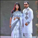 Skin Printed Half Silk Couple Saree Panjabi Set